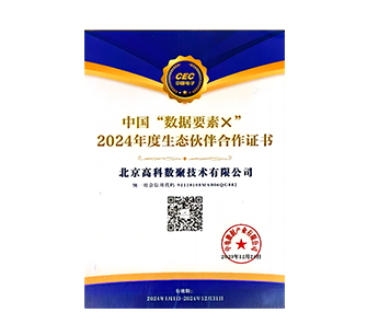 中国“数据要素×”2024年度生态伙伴合作证书